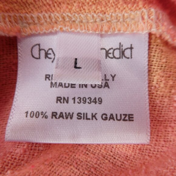 Raw SiLK Gauze CheyAnn Benedict Rainbow Tie Dye Dress Pleated Slit Beachy USA L - Picture 7 of 8